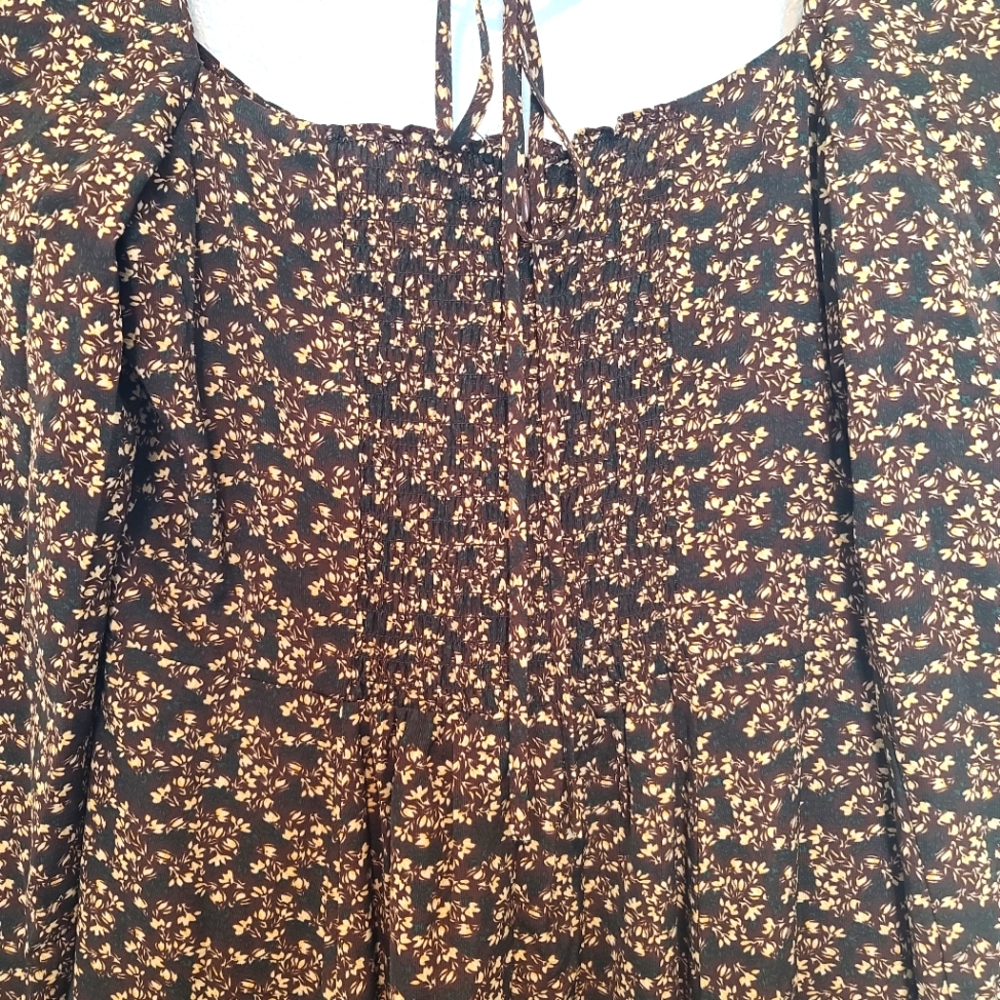 Anthropologie x OPT Lenon Floral Midi Dress In Brown Size 4 - Picture 11 of 11